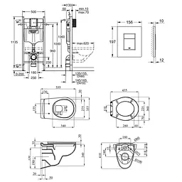 Комплект 4 в 1: Інсталяція GROHE Rapid SL 3 в 1 3884966Q + Унітаз безободковий Kroner Oker WHI533536 RIMLESS з сидінням Slim Duroplast / Soft-close / Quick relase KO533536WHIR (3884966KO533536) - мініатюра 2