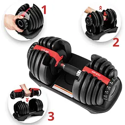 Гантель розбірна регульована Gymtek 2,5-24кг червоний - мініатюра 14