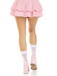 Шкарпетки ажурні Leg Avenue Mini Bow Lace Anklet, білі, з рюшами, декор — бантики - мініатюра 7