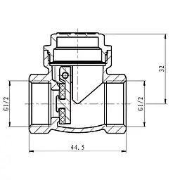 Клапан зворотний пелюстковий Koer KR.174-15 - 1/2" Т-подібний KR5258 - мініатюра 6