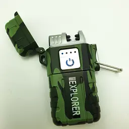 Запальничка електроімпульсна USB сенсорна електрична акумуляторна 2 дуги в подарунковій коробці UKC EXPLORER 6863 камуфляжна - мініатюра 5