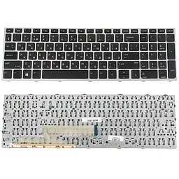 Клавіатура для ноутбука HP (ProBook: 450 G5, 455 G5) rus, чорна, срібна рамка - мініатюра 2
