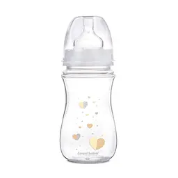 Пляшка з широким отвором антиколікова "Newborn baby" 240 мл Бежеві серця