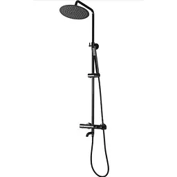 Душова система Rea Lungo black glossy з термостатом та виливом REA-P8763, Чорний матовий