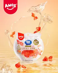Жувальні цукерки Amos 4D Fruit Gummies Lucky Fish Peach Mango Flavour 112г - мініатюра 5