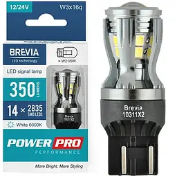 LED автолампа Brevia PowerPro 12/24V W21/5W 14x2835SMD 350Lm 6000K CANbus Оригінал 2 шт (10311X2)