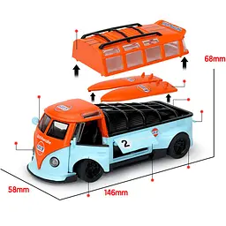 Колекційна металева модель автомобіля АвтоЕксперт Volkswagen T1 мікроавтобус зі знімним дахом, інерцією, світлом та звуком 1:32 - мініатюра 8