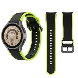 Браслет Double Line для Samsung Galaxy Watch 6 Classic 43mm 6 Classic 47mm - чорно-зелений ширина кріплення 20мм силікон Watchbands (W12-5WB81966105) - мініатюра 5