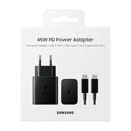 Зарядний пристрій Samsung 45W Compact Power Adapter (w C to C Cable) Black (EP-T4511XBEGEU) - мініатюра 2
