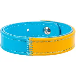 Браслет Waudog Family Colors of freedom, шкіра, 21-23х1,5 см, жовтий з блакитним - мініатюра 2
