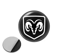 Наклейка з логотипом Dodge №1 для автоключів d=15 мм Пластикова об'ємна (Завод)