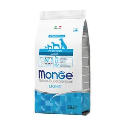 Сухий корм для собак Monge Dog All breeds Adult Light лосось з рисом 2.5 кг (8009470011228)