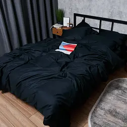 Комплект постельного белья Moon&Star Satin Premium Black Velvet King Size 220x240 см наволочки 4х50х70 см - мініатюра 7