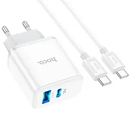 Зарядний адаптер Hoco C105A 20W Type-C і USB зі швидким заряджанням і LED-підсвіткою - мініатюра 3
