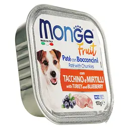 Вологий корм Monge Dog Fruit, для собак усіх порід, індичка з чорницею, 100 г - мініатюра 3