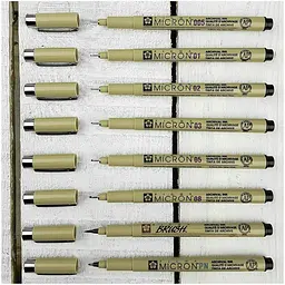 Набір лінерів Pigma Micron 6 шт + 1 лінер-пензель Pigma Brush + Pigma Micron PN в подарунок Sakura - мініатюра 6