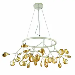 Люстра стельова LED Levistella 918LP263-36 WH+BR, 36 плафонів, білий і коричневий, метал і скло, сучасний стиль для дому