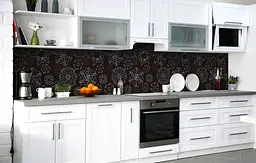 Кухонний фартух Фактурні сніжинки Візерунки ПВХ 60х200 см Абстракція Чорний Happy Pocket Z183489