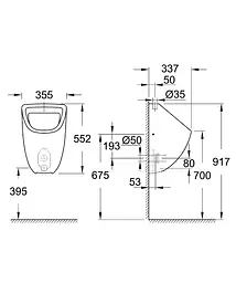 Пісуар Grohe Bau Ceramic впуск зверху 39439000, Білий - мініатюра 2