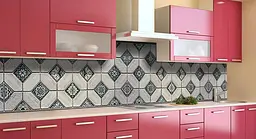 Кухонний фартух Арабеска Орнамент Ромб вінілова для кухні 65х250 см Геометрія Сірий Happy Pocket Z184160 - мініатюра 3