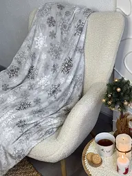 Плед Ecotton 150х220 см Well Soft новорічний Сніжинка сірий (24180) (24180) - мініатюра 3