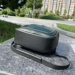Рюкзак сумка 2 в 1 жіночий міський маленький стильний чорний з зеленим (997) - мініатюра 8