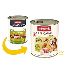 Вологий корм для собак Animonda Gran Carno Adult Beef + Rabbit with Herbs з яловичиною, кроликом та травами 800 г (арт.AM-82767) - мініатюра 2