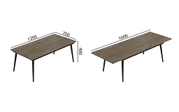 Стіл журнальний трансформер Dandi Small Ferrum-decor 45x120(160)x70 Чорний метал ДСП Дуб Сонома Трюфель 16 мм (FRD-106797) - мініатюра 3