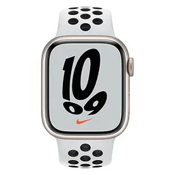 Смарт-годинник Apple Watch Nike Series 7 GPS 45mm Starlight Aluminum Case with Pure Platinum/Black Nike Sport Band (MKNA3) [65347] - мініатюра 2