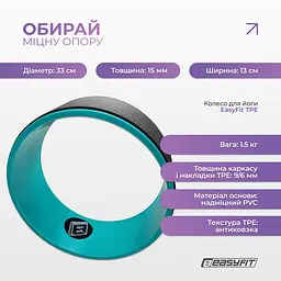 Колесо для йоги EasyFit TPE 33 см чорно-м'ятне - мініатюра 3