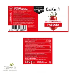 Томатне пюре Cosi' Com'e' з червоних томатів Чері Даттеріно, 350 г (11606) - мініатюра 2