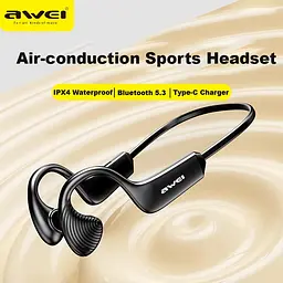 Спортивні Bluetooth навушники Awei A896BL з повітряною провідністю (Чорний) - мініатюра 5