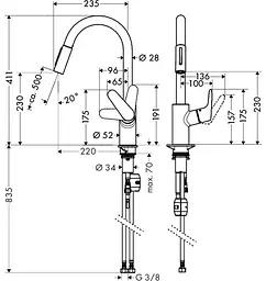 Змішувач для кухні Hansgrohe Focus M41 31815000 - мініатюра 3