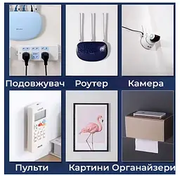 Набір із 2 двосторонніх самоклейких тримачів кріплень на липучці без свердління стін 5.5x5.5 см, Danmenqing 86927 - мініатюра 10