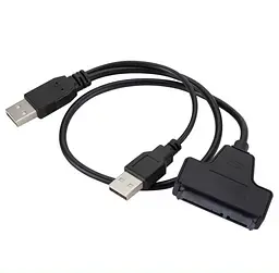 Кабель-перехідник XON MemoryCable 2 x USB 2.0 to SATA 6 Гбіт/c 2.5" HDD / SSD Чорний (XCA1A22SA1PB 6556) - мініатюра 6