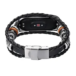 Ремінець вінтажний Carprie для фітнес-браслета Xiaomi Mi Band 7 и 7NFC Type A Black silver - мініатюра 4