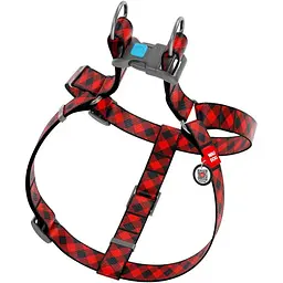 Шлея для собак Waudog Nylon Шотландка червона, анатомічна, з QR паспортом, 40-55х1,5 см, червона (4981) - мініатюра 2