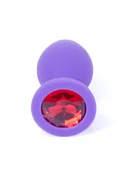 Силіконова анальна пробка з кристалом Boss Jewellery Purple Medium Red Diamond 8 см (червоний) - мініатюра 4