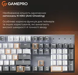 Механічна ігрова клавіатура GamePro MK-144-G Hot-Swap Outemu Red Switch USB Gray-White - мініатюра 11