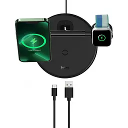Бездротовий зарядний пристрій Baseus Swan 3in1 Wireless Magnetic Charging Bracket 20W Black (WXTE000101) [122153] - мініатюра 8