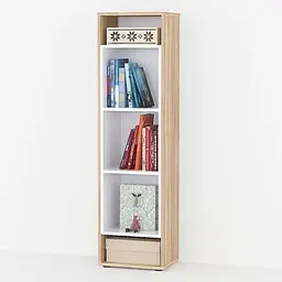 Стелаж для книг Id A-0071 Ш 390 / В 1439 / Г 299 Дуб сонома-Білий - мініатюра 2