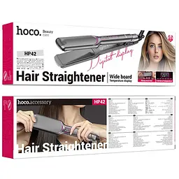 Випрямляч для волосся Hoco HP42 Wide board hair straightener with digital display Gray - мініатюра 6