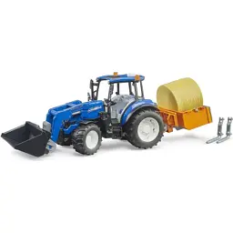 Масштабна модель автомобіля Bruder трактор New Holland T5.121 з переднім навантажувачем та аксесуарами (02187)