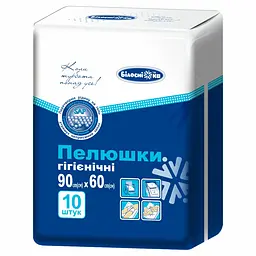 Одноразові пелюшки гігієнічні Білосніжка 90х60 см 10 шт.