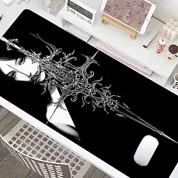 Килимок для миші та клавіатури "Girl with Weapon" 90×40 см, Чорний - мініатюра 2