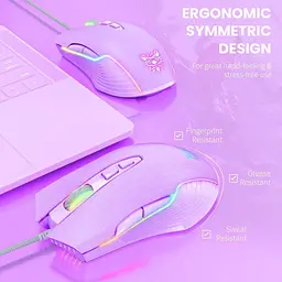 Комп'ютерна мишка Onikuma для ПК і ноутбука 6400 DPI RGB підсвітка 7 кнопок дротова Фіолетовий - мініатюра 2