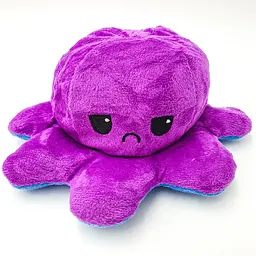М'яка іграшка Восьминіг перевертень двосторонній веселий сумний Mood Octopus 16 см UKC фіолетово/блакитний - мініатюра 1
