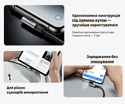Кабель UGREEN US334 USB-C - USB-C кутовий 90° PD 100 Вт 1 м темно-сірий (70643) - мініатюра 4
