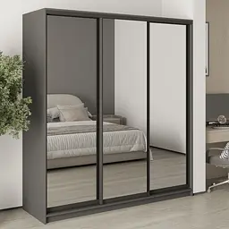 Шафа-купе тридверна MebelStar Комбо BG 3 Дзеркала 190x60x210 см Антрацит (MBS-9259)