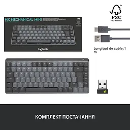 Клавіатура бездротова механічна Logitech MX Mechanical Mini Minimalist Graphite (920-010780) - мініатюра 5